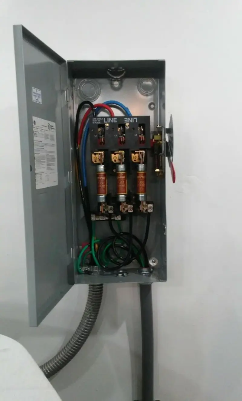 Three-phase disconnect switch installed for Smoke Detector Installation in West Whittier-Los Nietos